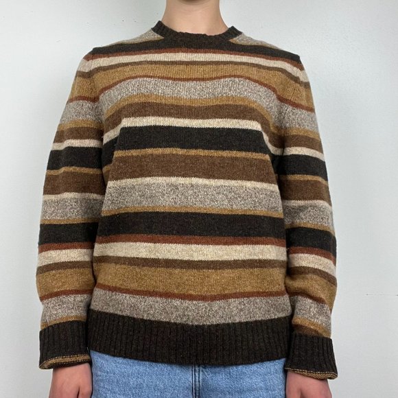 Vintage Striped Brown Brooks Brothers Wool Sweater - Picture 3 of 6